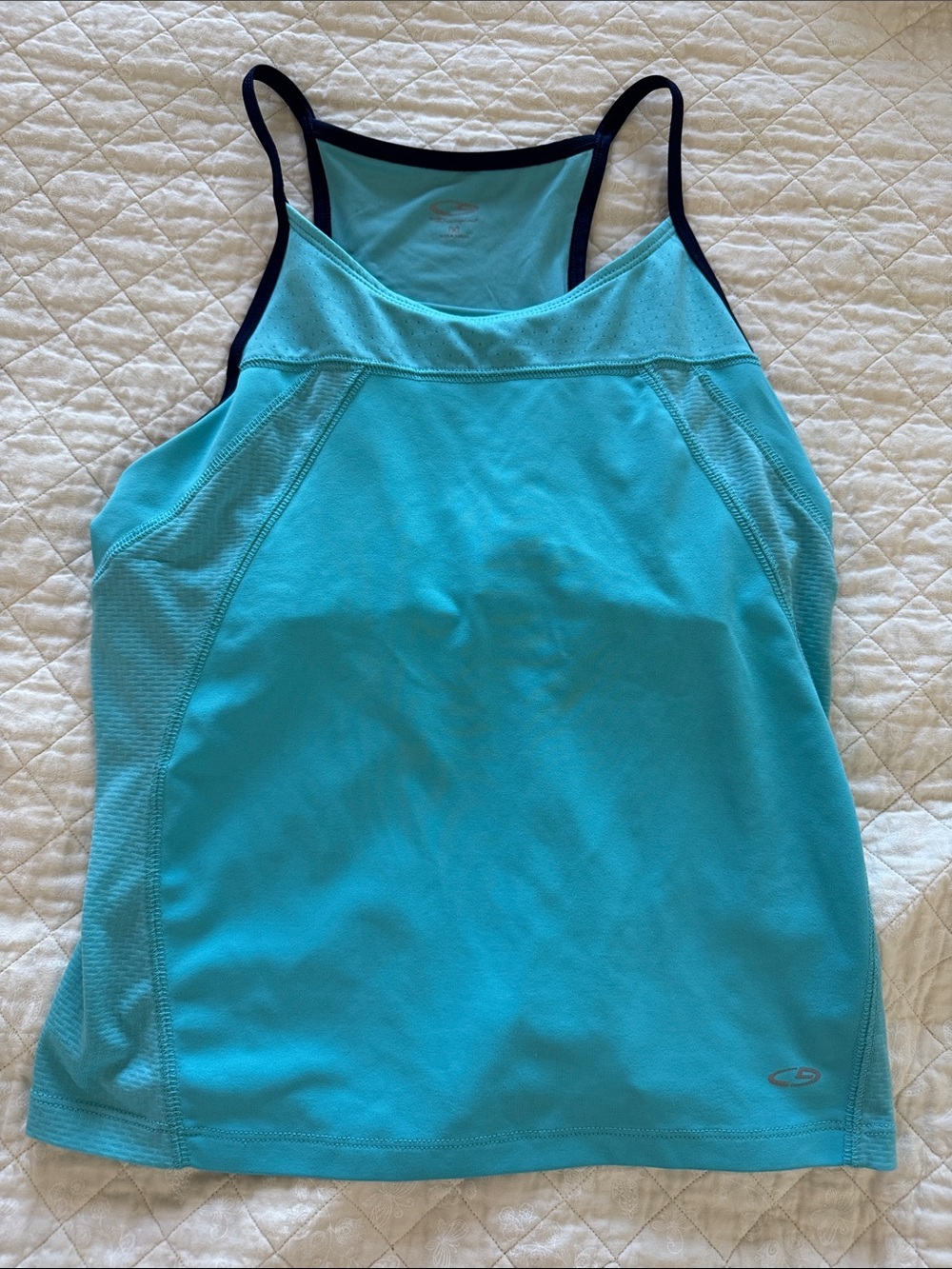 C9 by Champion Aqua Blue Athletic Tank with Navy Trim